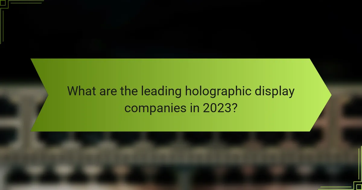 What are the leading holographic display companies in 2023?