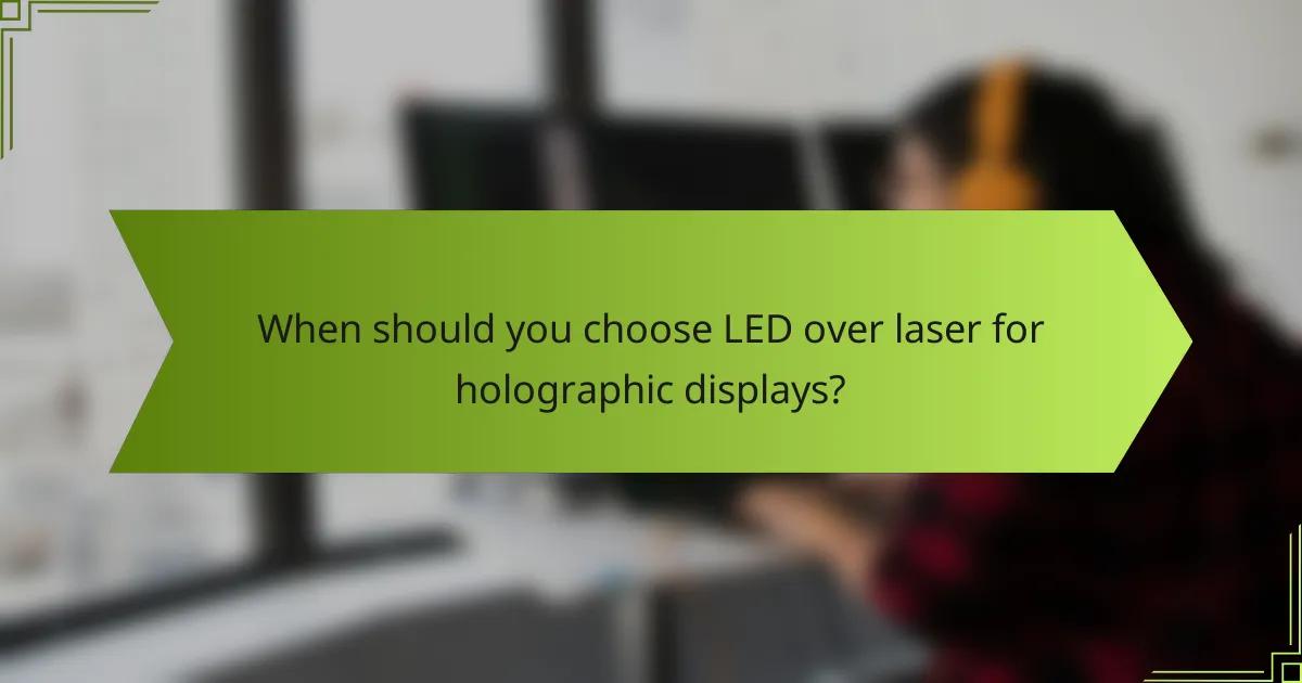 When should you choose LED over laser for holographic displays?
